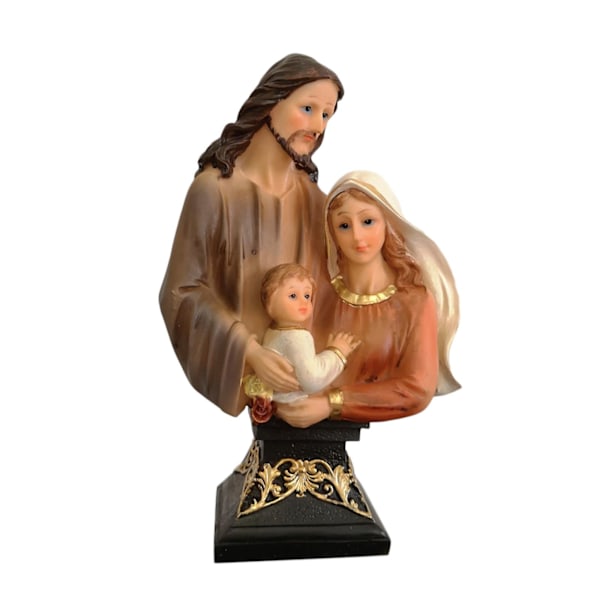 Familjefigur Skrivbordsdisplay Jesus Prydnad Dekorativ Harts Jesus Familjestaty 21cm