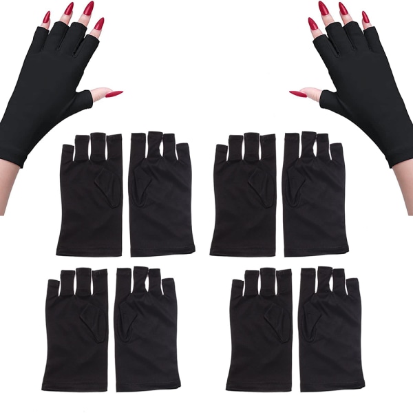 UV-skyddshandskar, nagelhandskar, gelmanikyrhandskar, 3 par nagelhandskar skyddar handen från LED-lampor, anti-UV fingerlösa handskar, för nagellack nagel