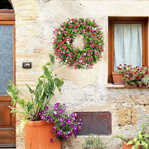 Blomsterkrans Lättskött Fotopropp Full Bloom Dörr Hängande Krans Hängsmycke Innergård Dekor