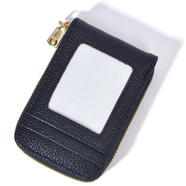 Plånbok Kreditkortshållare i äkta läder RFID-blockerande dragkedja Tunn ficka