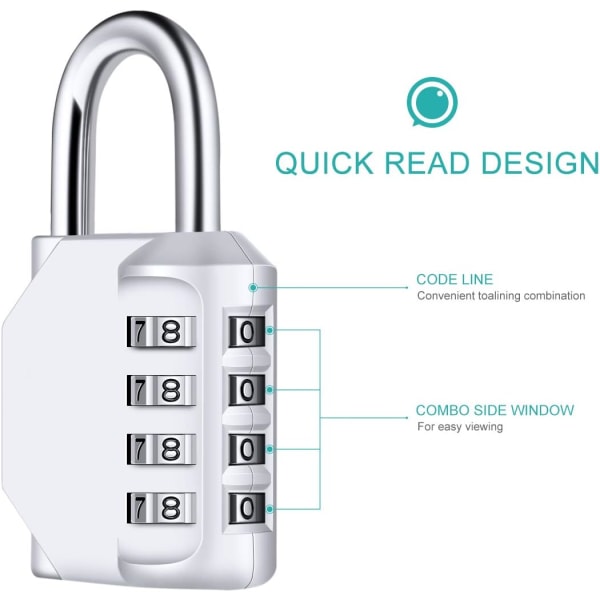 [2 Stycken] 4-siffrig kombinationslås, Diyife vattentät kombinationslås, vattentät metall och pläterat stållås med kombinationslås för