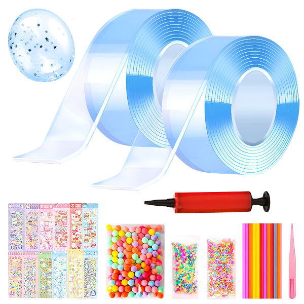 Nano Tejp Bubbles Set, 3 m Nano Dubbelhäftande Tejp, Magic, Bubble Tape Toy Kit, Självhäftande DIY Craft Kit för flickor, pojkar