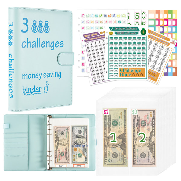 100 kuvert Money Saving Challenge Pärm - 100 Day Money Saving Challenge Book, A5 Savings Challenges Pärm med kontantkuvert och utmaning
