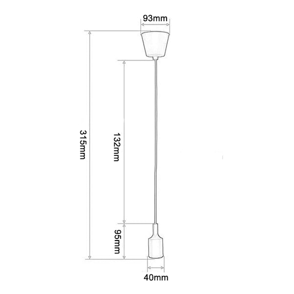 Socket-hängande lampa, E27-sockelbas i silikon, hängande lamphållare med sladd (utan glödlampa)