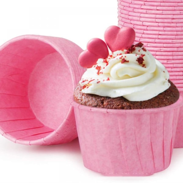 Pappersmuffinsfodral, 150 bitar minimuffinsformar för bröllop, födelsedag, fest, engångsbakmuggar i rosa
