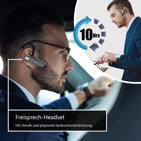 Bluetooth-headset med mikrofon, trådlöst HD-headset för mobiltelefoner, CVC8.0 In Ear-hörlurar för iPhone Samsung Huawei Smartphones och