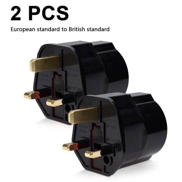 Europeisk standard till brittisk standard pluggadapter, set med 2 delar, konverterar alla G-typ pluggar från Storbritannien, Hong Kong, Singapore, Malaysia, Förenade Arabemiraten, Irland,