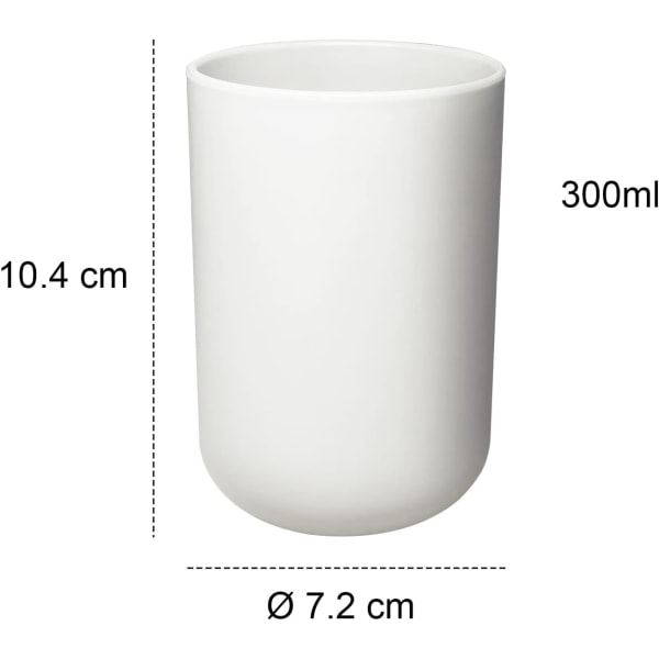 3 st. tandborstmuggar, tandborstmuggset, dricksglas i plast, för vuxna, tonåringar och barn (300 ml, vit, grå, brun)