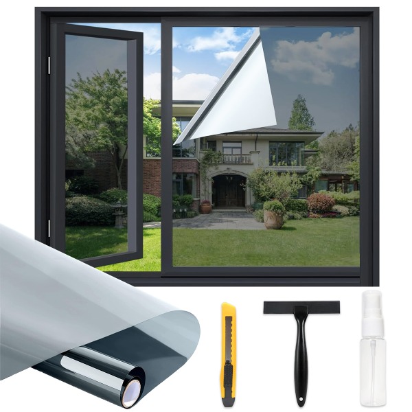 Solskyddsfilmfönster in- eller utvändigt 50 x 200cm spegelfilmfönster sekretessfilm självhäftande fönsterfilm thermal mot värme