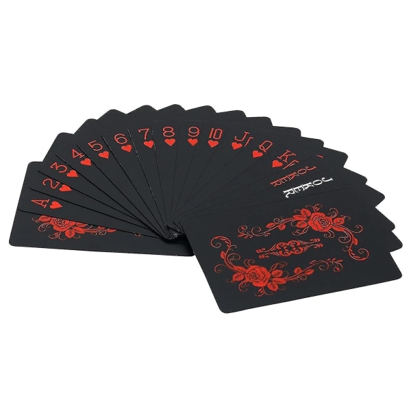 Vattentäta spelkort med unikt mönster och blombaksida - Cool svart PVC Flexibelt klassiskt magic pokertricksverktyg