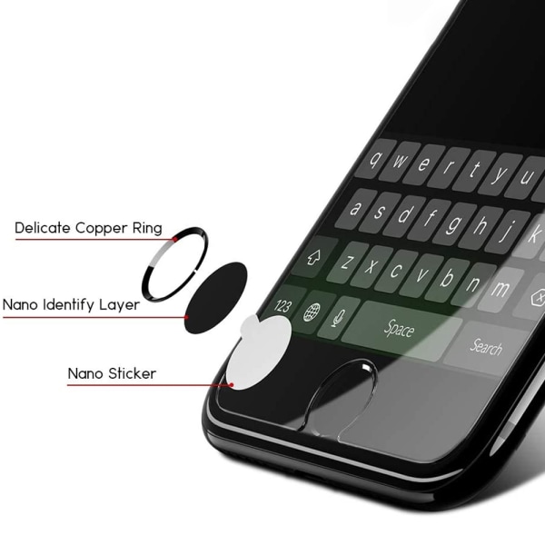 4-pack iPhone-knappklistermärken som stöder fingeravtrycksidentifiering Touch ID, aluminiumram Touch ID-knappklistermärke kompatibelt med Apple iPhone