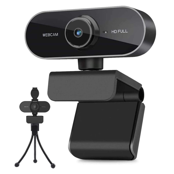 Webbkamera med mikrofon, Full HD 1080P webbkamera videokamera för datorer PC bärbar dator stationär, USB Plug and Play, konferensstudie, möte, videosamtal