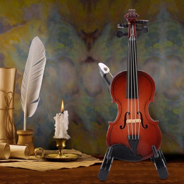 Violon Miniature, Mini Modèle de Violon en Bois avec Support pour le Cadeau de Décoration de Magasin de Bureau à Domicile pour Musicien