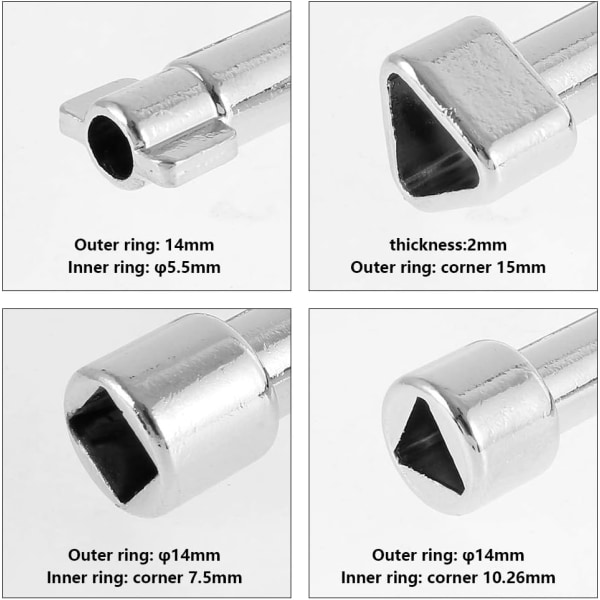 Multifunktionell korsformad nyckel för gas, vatten, el, skåp, medicinskåp (silver)