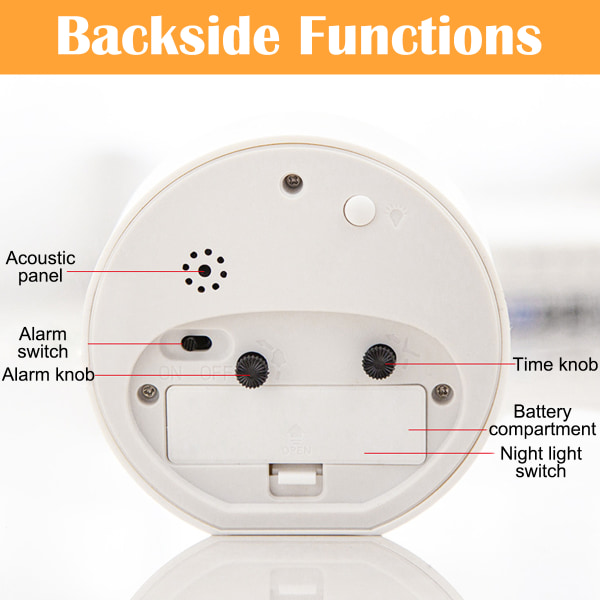 Väckarklocka tickar inte, skrivbordsklocka analog med nattljus, för vardagsrum, sovsal, sovrum, kontor, skrivbordsdekorativt