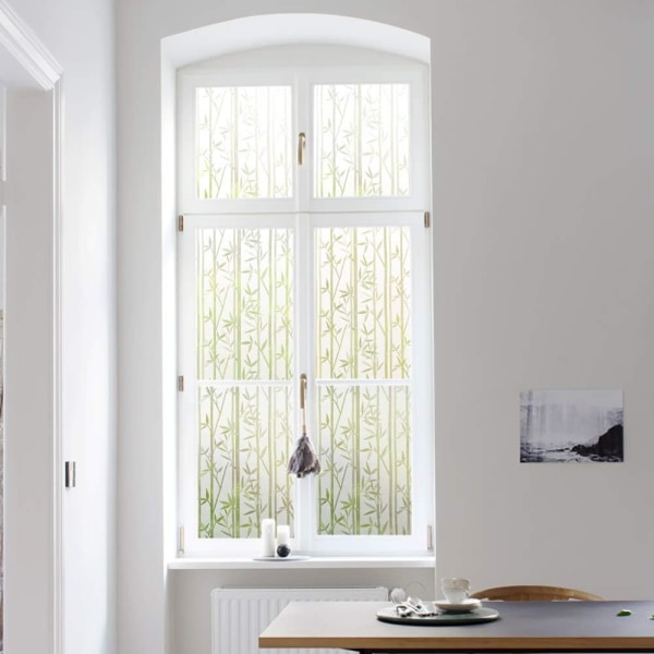 Fönsterfilm för integritet Frostat glas 3D Dekorativt utseende Statisk självhäftande Bambufönsterfilm för hemmakontor (17,5\" x 78,7\")