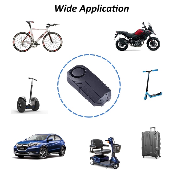 Alarm de vélo de moto sans fil, alarme antivol avec télécommande, étanche IP55, 113 dB super fort (noir)