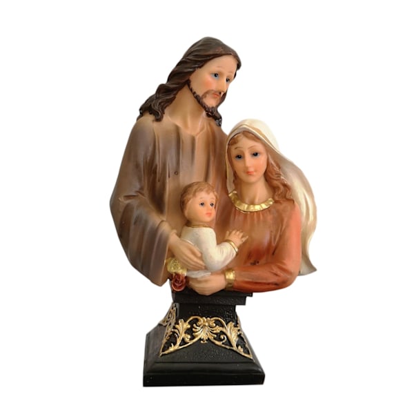 Familjefigur Skrivbordsdisplay Jesus Prydnad Dekorativ Harts Jesus Familjestaty 21cm