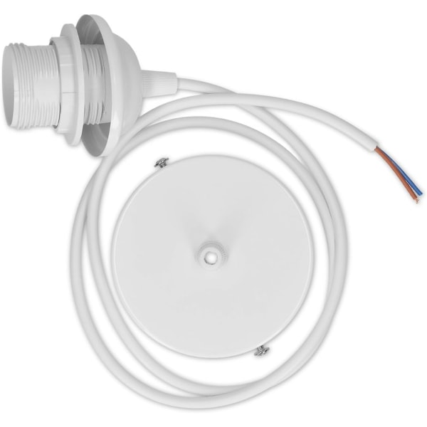 Douille de lampe E27 - Douille avec bague de fixation plafond pour suspension ampull - Câble blanc anneau de fixation et cordon 80 cm