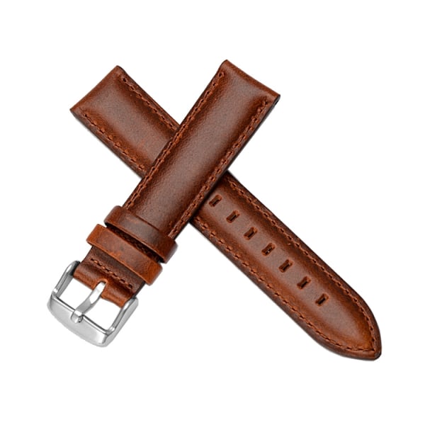 Klassiskt klockarmband av brunt läder Brown 22mm