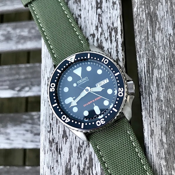 Grönt sailcloth klockarmband Green 24mm