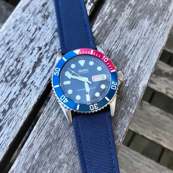 Blått sailcloth klockarmband Blue 18mm