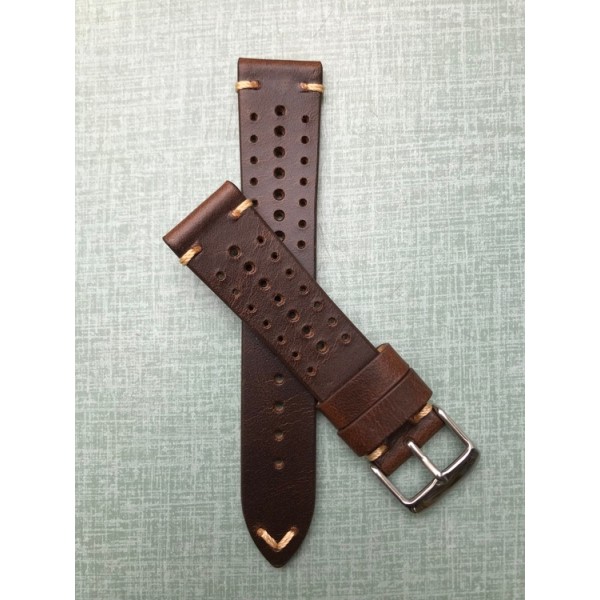 Racing klockarmband av mörkbrunt läder DarkBrown 18mm