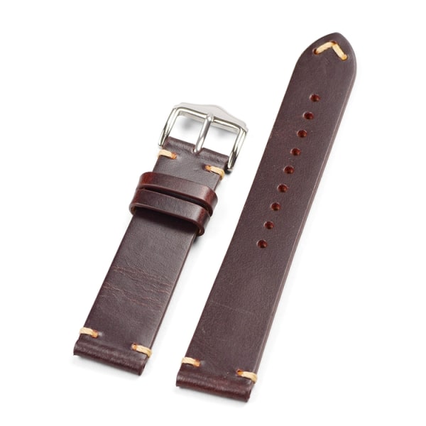 Mörkbrunt vintage klockarmband av läder DarkBrown 20mm
