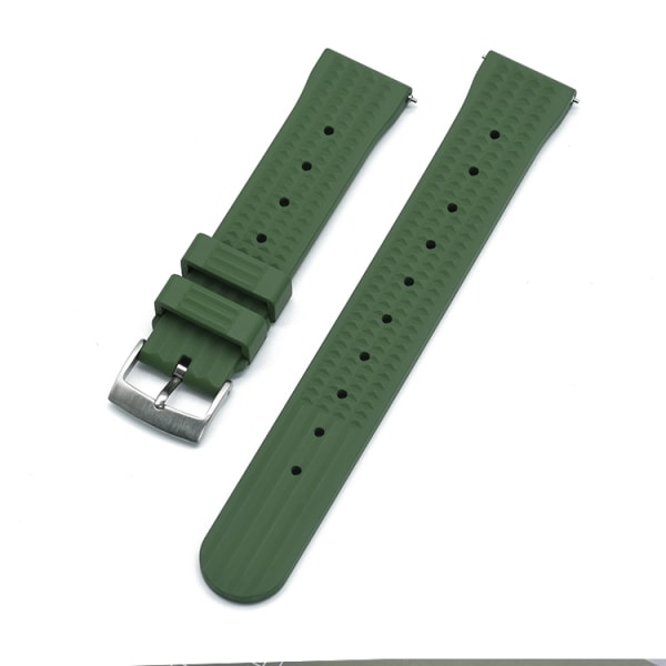 Waffle klockarmband av grönt FKM gummi Green 20mm
