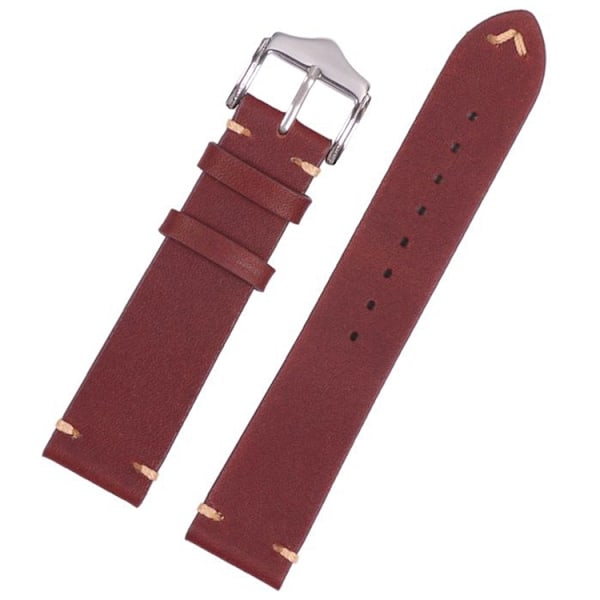 Rødt vintage urrem i læder Red 22mm