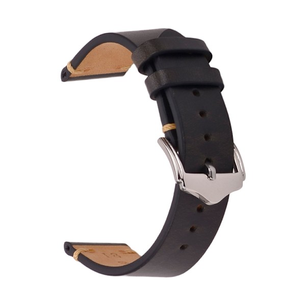 Svart vintage klockarmband av läder Black 18mm