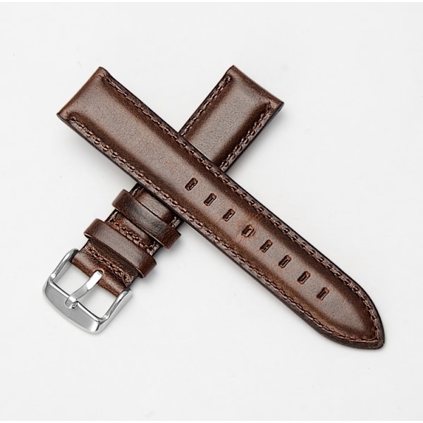 Klockarmband av mörkbrunt läder DarkBrown 14mm