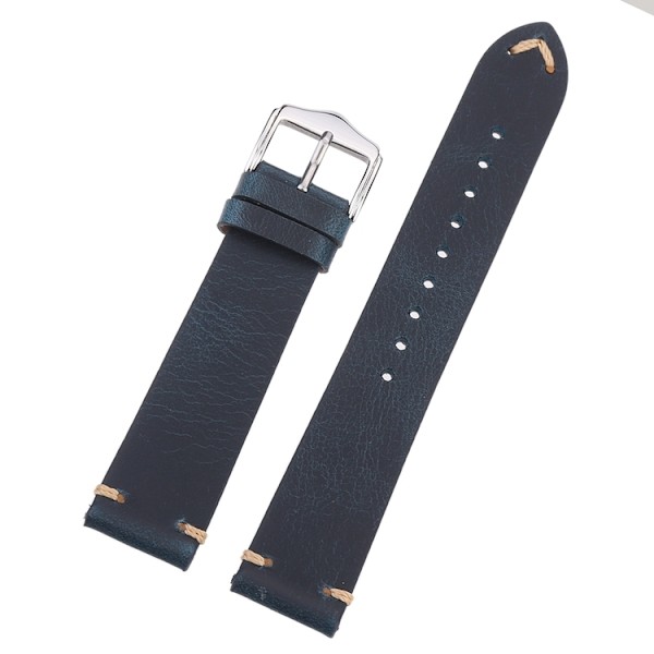 Blått vintage klockarmband av läder Blue 18mm