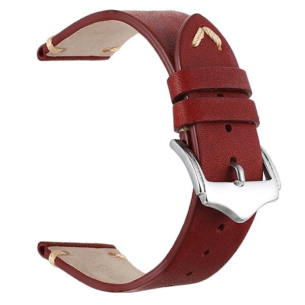 Punainen vintage nahkakellohihna Red 22mm