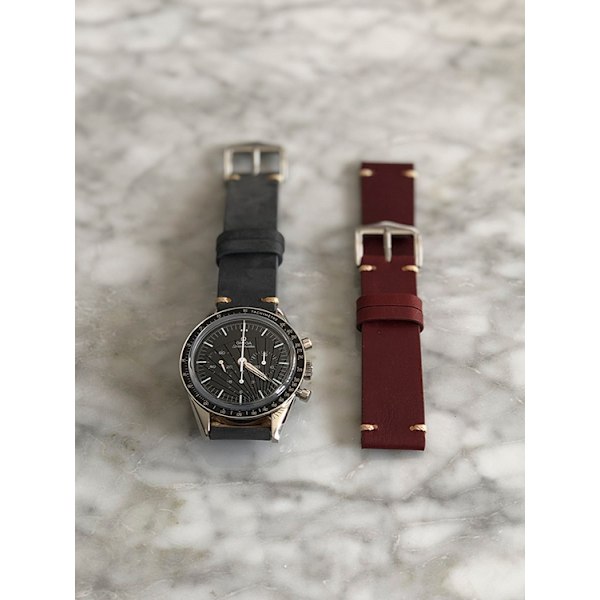 Rött vintage klockarmband av läder Red 18mm