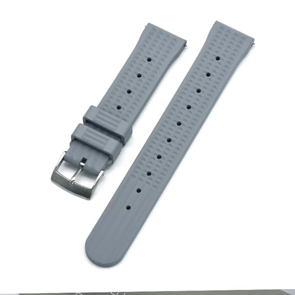 Waffle klokkestropp i grått FKM-gummi Grey 20mm