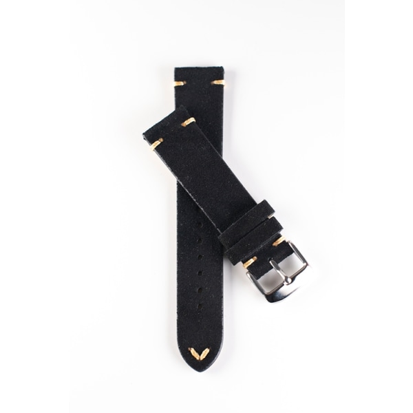 Premium klockarmband av svart mocka Black 18mm