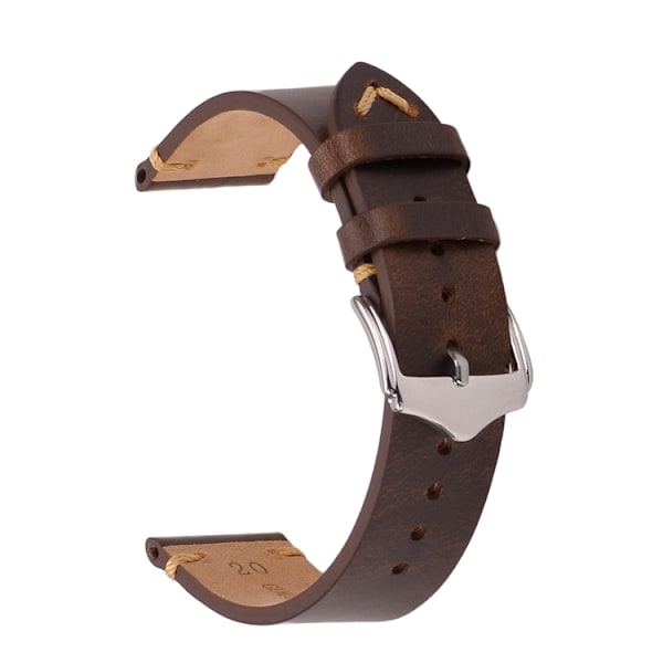 Mörkbrunt vintage klockarmband av läder DarkBrown 20mm
