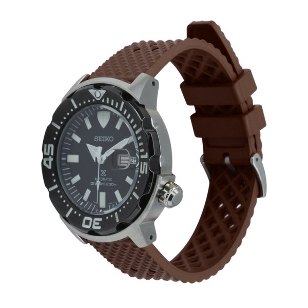 Honeycomb klockarmband av brunt FKM gummi Brown 24mm