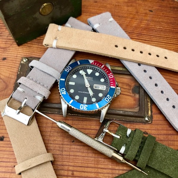 Klockarmband av khaki mocka / läder Khaki 24mm