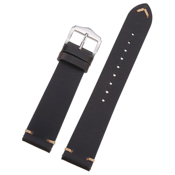 Svart vintage klockarmband av läder Black 22mm