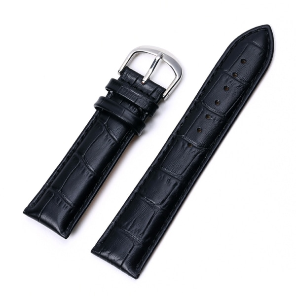 Krokodillemønstret sort læderrem Black 22mm