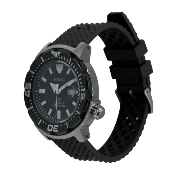 Honeycomb klockarmband av svart FKM gummi Black 20mm