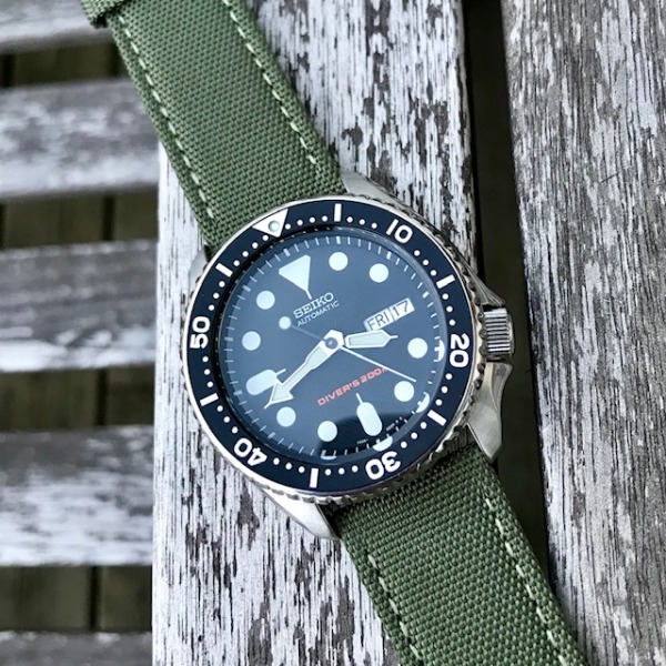 Vihreä purjekankainen kellon ranneke Green 18mm