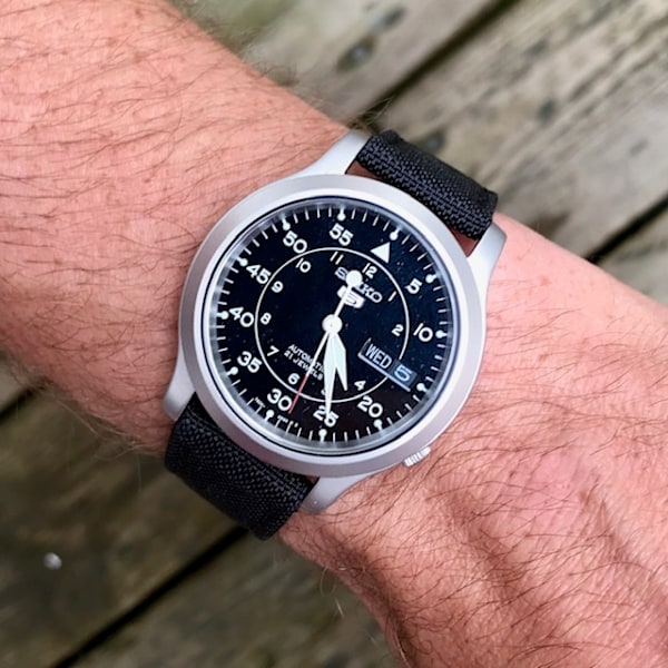 Svart sailcloth klockarmband Black 20mm