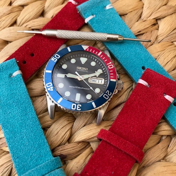 Klockarmband av turkos mocka / läder Turquoise 18mm