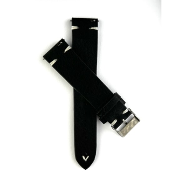 Svart klockarmband av konstläder Black 20mm