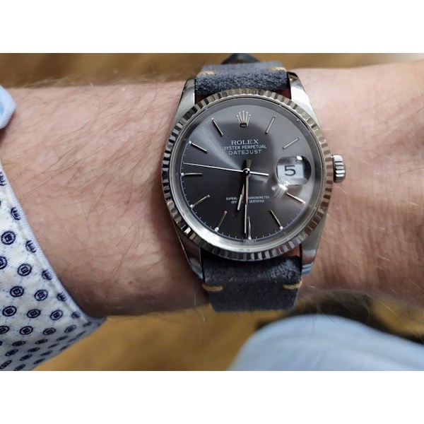 Premium klokkereim i grå semsket skinn Grey 20mm