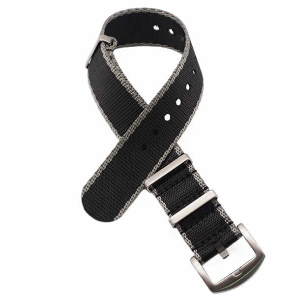 Seatbelt nato svart och grå Black 22mm