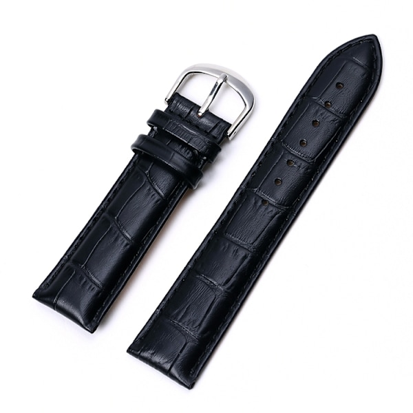Krokodilmönstrat band av svart läder Black 18mm